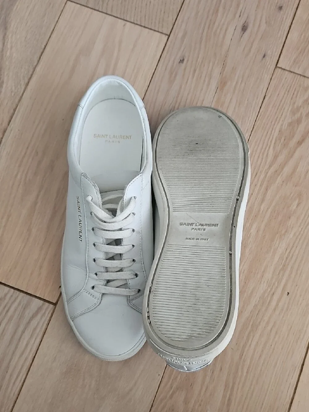 Saint Laurent White Leather Low-Top Sneakers - Minimal Lace-Up